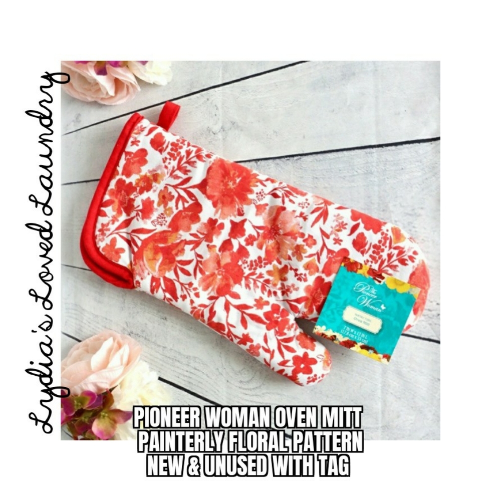 🌞 5/$20 Pioneer Woman Painterly Floral Oven Mitt New With Tag NWT